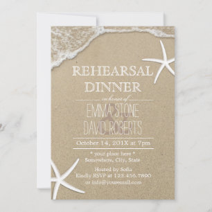 Beach Wedding Rehearsal Dinner Starfish & Waves Invitation