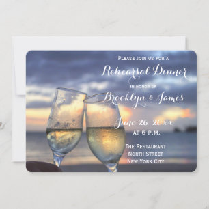 Beach Wedding Rehearsal Rounded Invitation