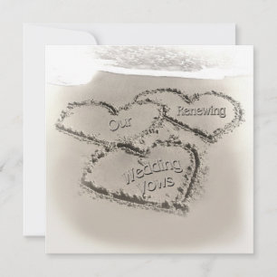 Beach Wedding Renewal - Sand Hearts-Beach Invitation