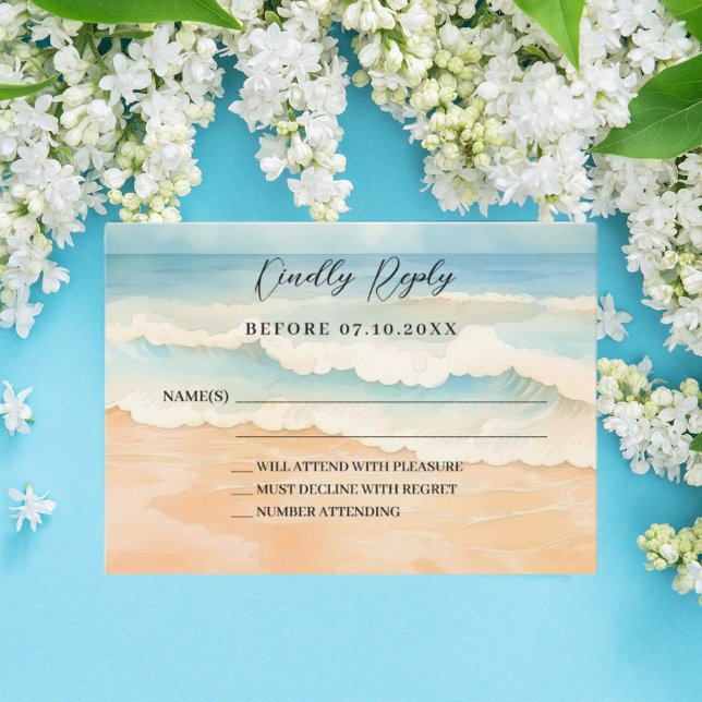 Beach wedding response RSVP Card (Creator Uploaded)