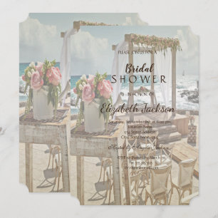Beach Wedding Retro Arch Bridal Shower   Invitation