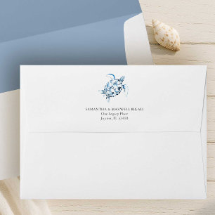 Beach Wedding Return Address Envelope Sea Turtle