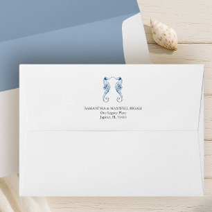 Beach Wedding Return Address Envelope Seahorses