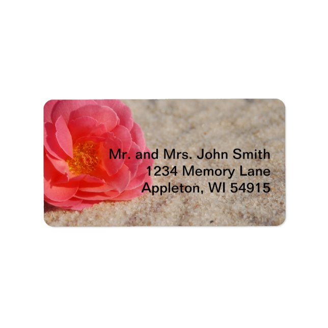 Beach Wedding Rose on Sand Label (Front)
