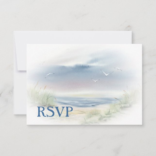 Beach Wedding RSVP invitation (Front)