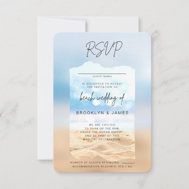 Beach Wedding RSVP Kindly Reply Invitation (Front)