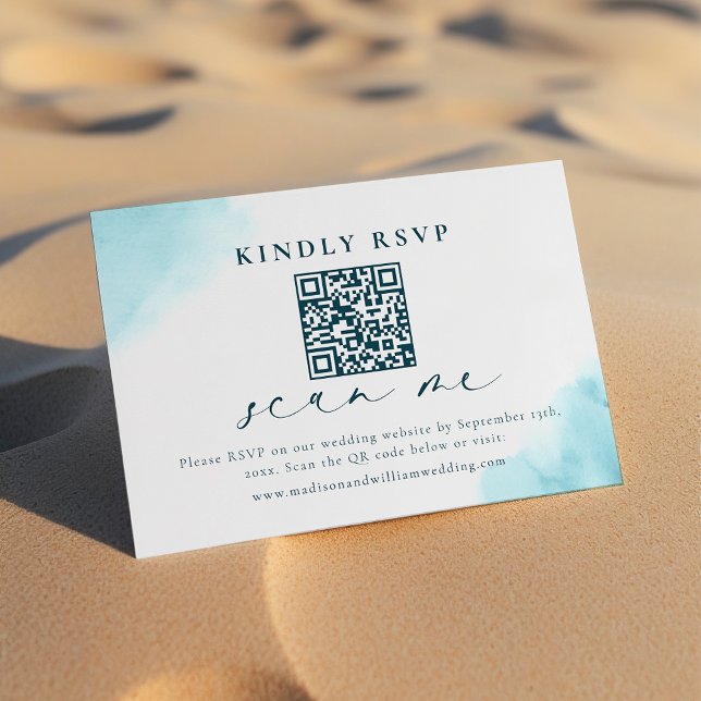 Beach Wedding RSVP QR Code Card (Creator Uploaded)