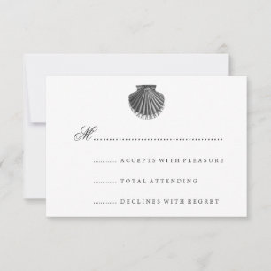 Beach Wedding RSVP Scallop Shell Black