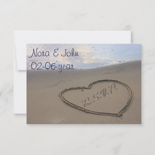 beach wedding RSVP standard 3.5 x 5 Card (Front)