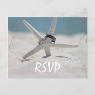 Beach Wedding RSVP with photo Invitation Postcard