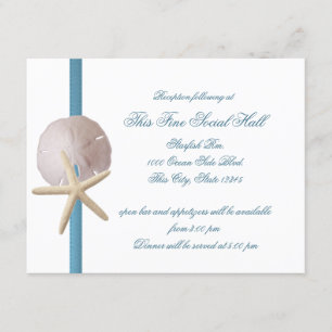 Beach Wedding Sand Dollar and Starfish Reception Invitation