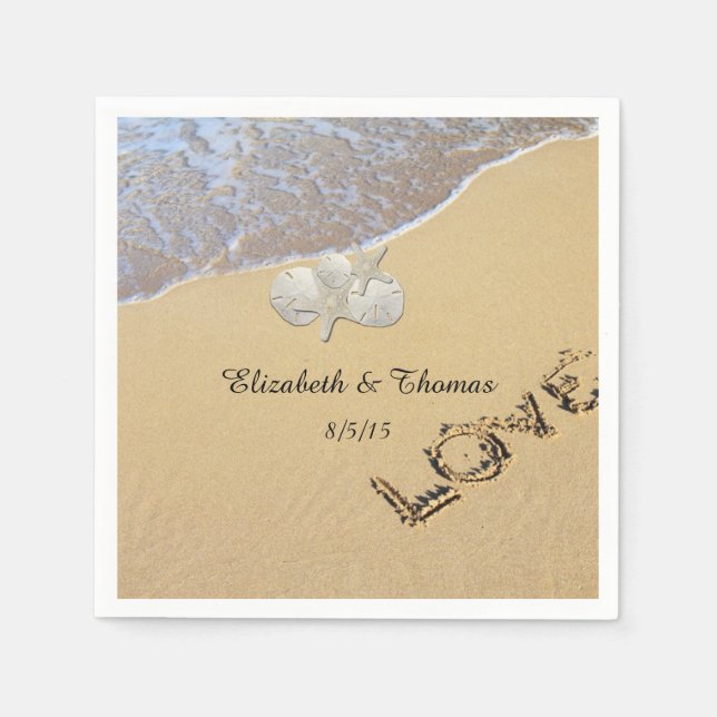 Beach Wedding, Sand Dollar, Starfish Napkins (Front)