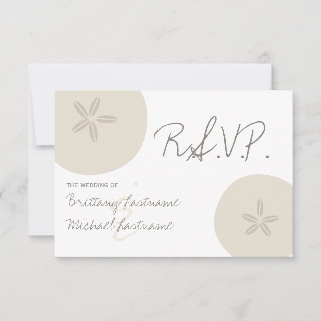 Beach Wedding Sand Dollar Wedding RSVP (Front)