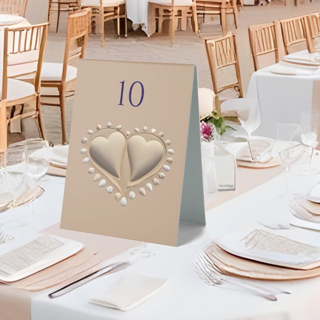 Beach Wedding Sand Hearts- (Beach Wedding Sand Hearts- Table Tent Sign)