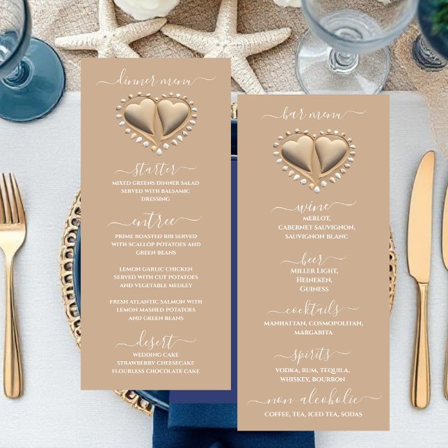 Beach Wedding Sand Hearts Dinner & Bar Menu (Beach Wedding Sand Hearts Dinner & Bar Menu)