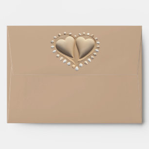 Beach Wedding Sand Hearts Envelope