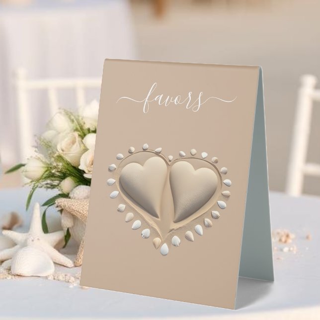 Beach Wedding Sand Hearts-Favours (Beach Wedding Sand Hearts- Table Tent Sign  Wedding signs)
