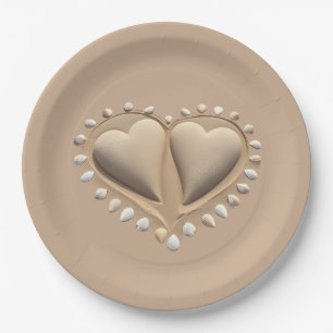 Beach Wedding Sand Hearts- Paper Plate