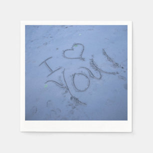 Beach Wedding Sand Message I Love You Paper Napkin