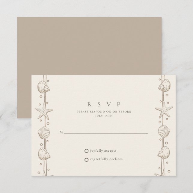 Beach Wedding Sand Seashell  RSVP Card (Front/Back)