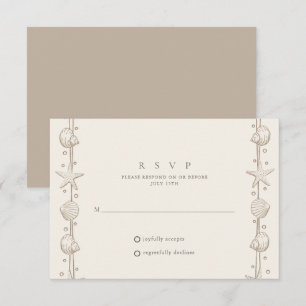 Beach Wedding Sand Seashell RSVP Card