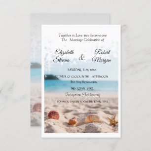 Beach Wedding,Sand,Seashells Invitation