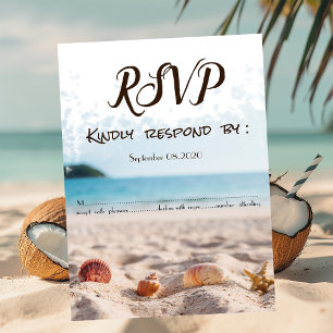 Beach Wedding,Sand,Seashells RSVP Invitation