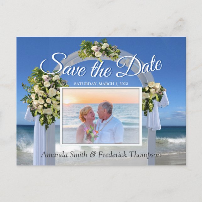 Beach Wedding  Save the Date Announcement Postcard (Front)