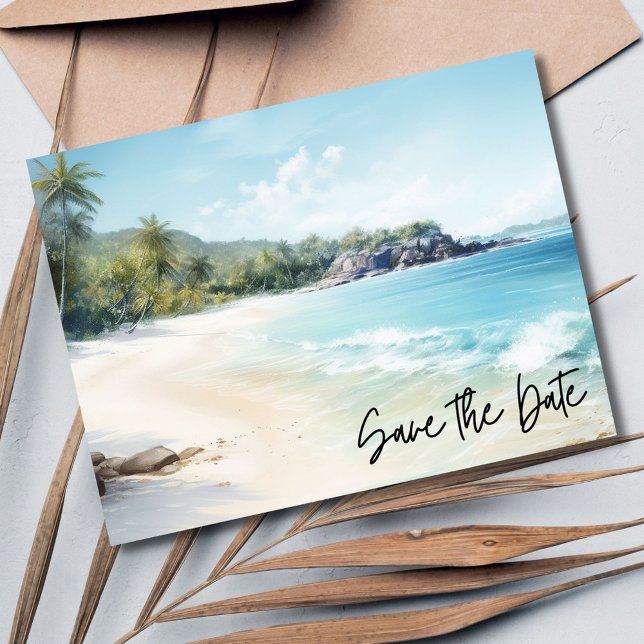 Beach Wedding Save The Date Announcement Postcard (Beach Wedding Save The Date)