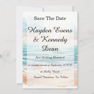 Beach Wedding Save the Date Card Coastal