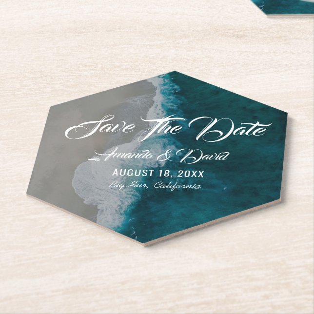 Beach Wedding Save The Date Coaster (Angled)
