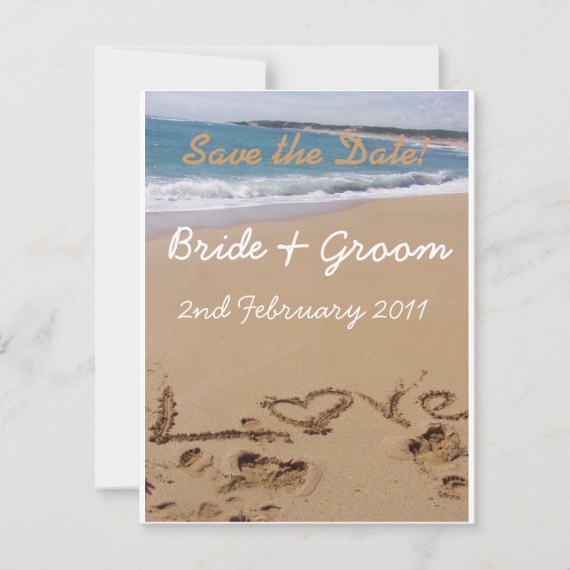 Beach Wedding - Save the Date! Date (Front)