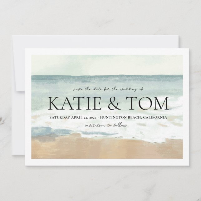 Beach Wedding Save the Date Oceanfront Wedding  Invitation (Front)