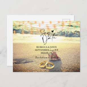 Beach wedding save the date postcard