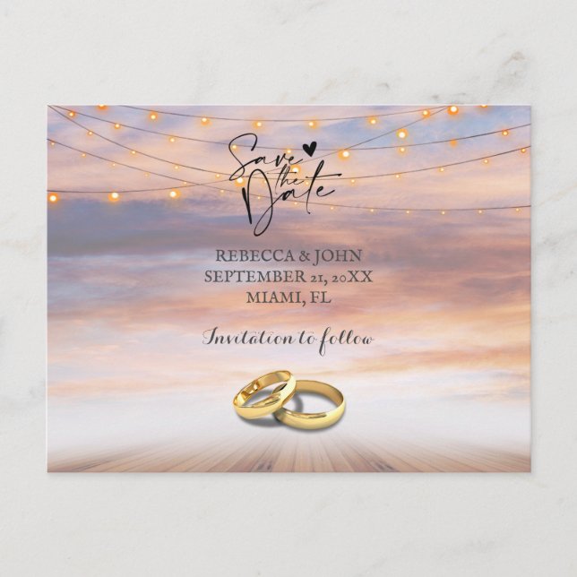 Beach wedding save the date postcard (Front)