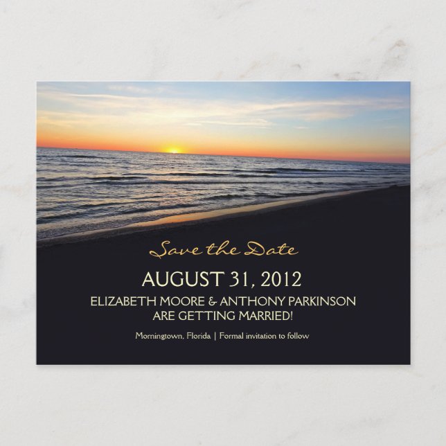 beach wedding save the date postcards (Front)