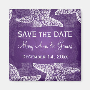 Beach Wedding Save The Date Starfish Purple Magnet