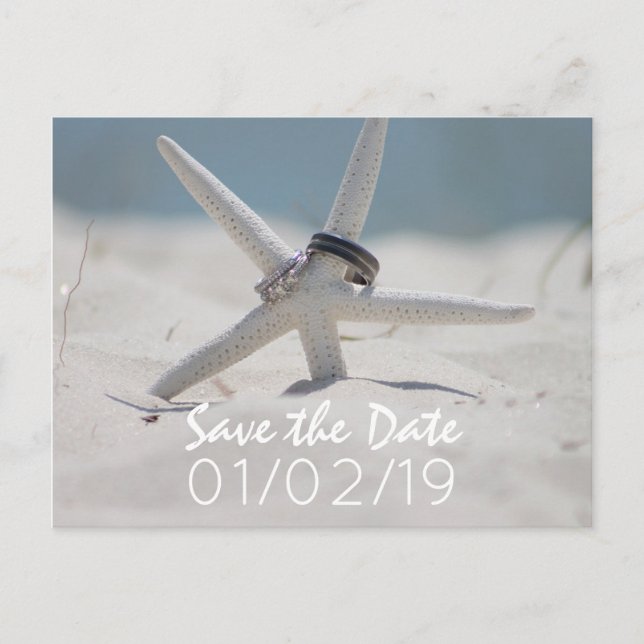 Beach Wedding Save the Date with photo Announcement Postcard (Front)
