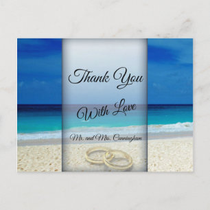 Beach Wedding Scene with Rings Thank You - Postcard