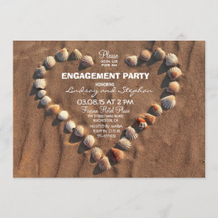 beach wedding sea shells engagement party invite