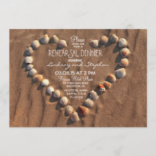 beach wedding sea shells rehearsal dinner invite