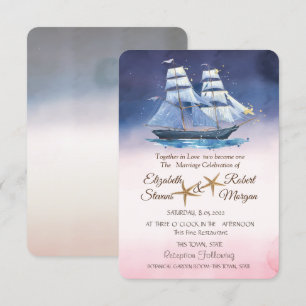 Beach Wedding Sea stars String Lights Invitation