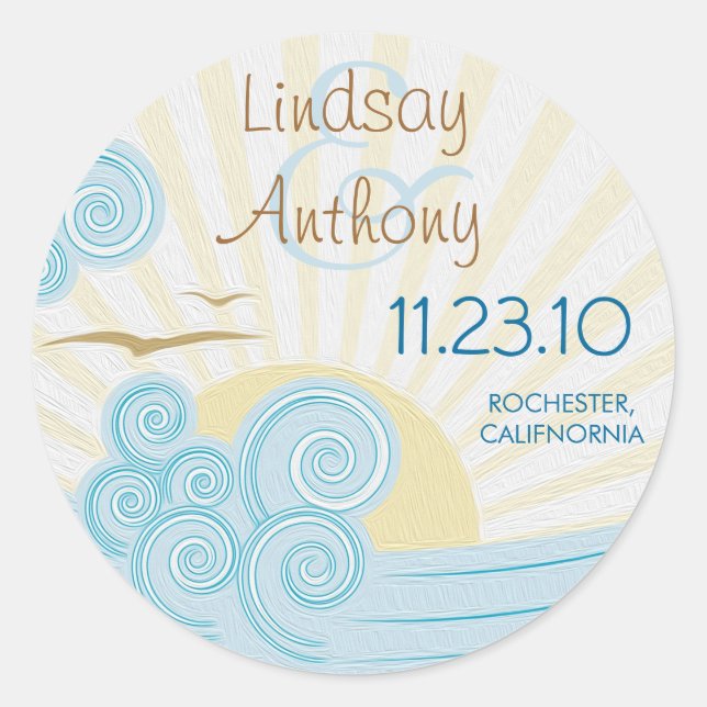 Beach wedding sea waves stickers (Front)