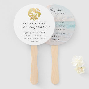 Beach Wedding Seashell Photo Program Fan