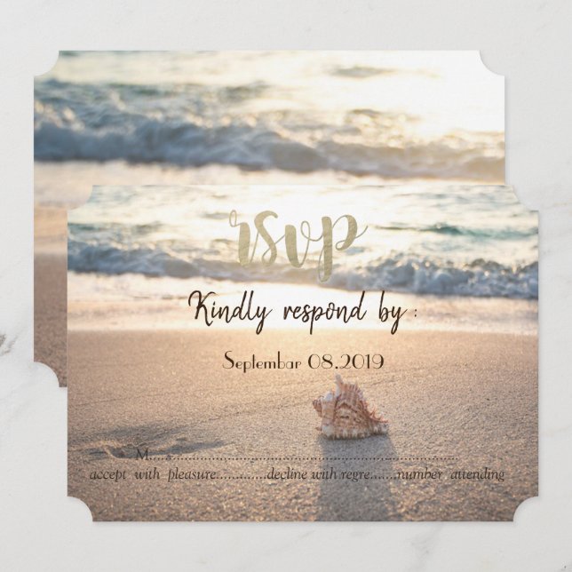 Beach Wedding,Seashell  RSVP Invitation (Front/Back)