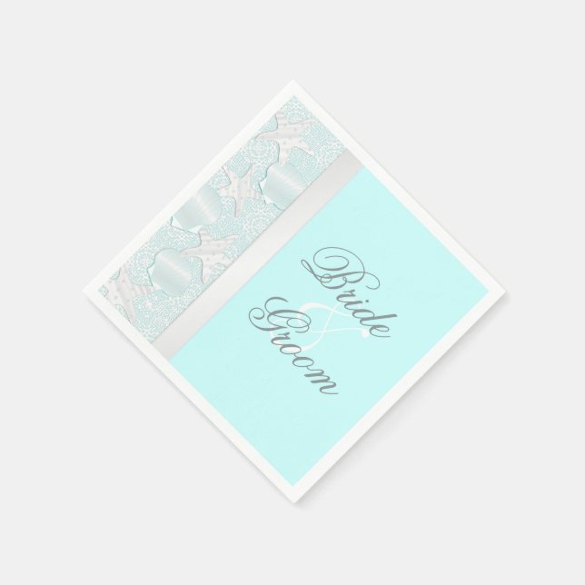 Beach Wedding Seashells and Starfish Napkins (Corner)