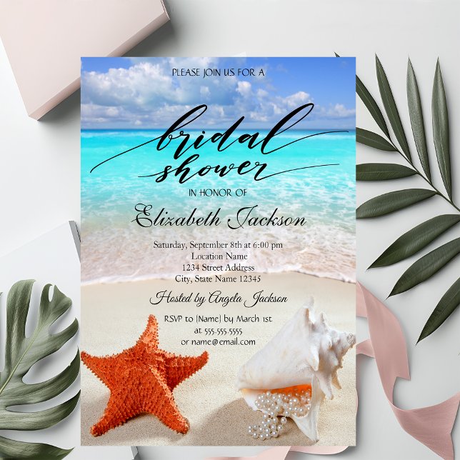 Beach Wedding Seashells Bridal Shower Invitation (Creator Uploaded)