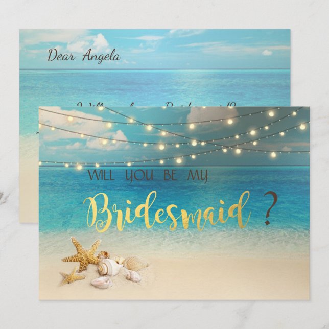 Beach Wedding Seashells  Bridesmaid Card (Front/Back)