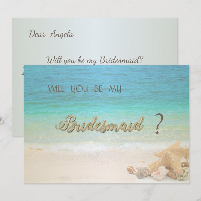 Beach Wedding Seashells Bridesmaid Card (Front/Back)
