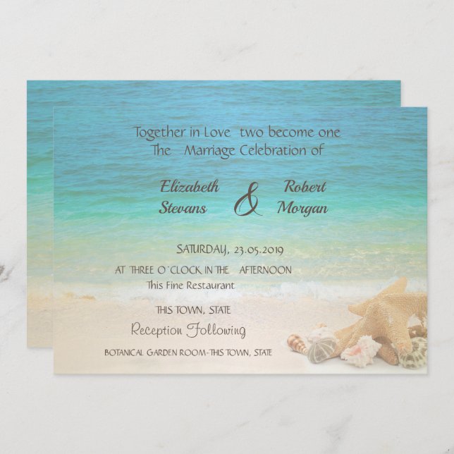 Beach  Wedding Seashells Invitation (Front/Back)